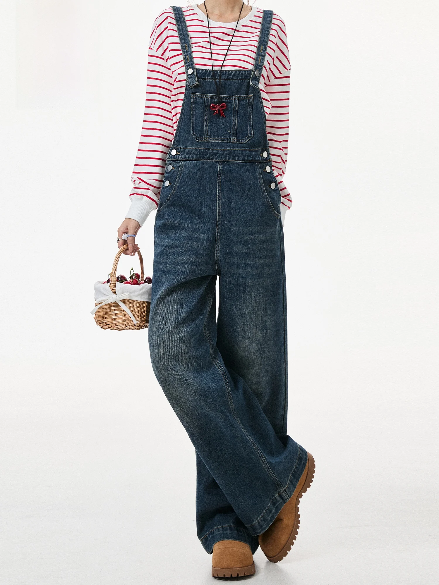 Vintage Denim Overalls Women Loose Wide Leg Jumpsuit Hip Concealing Casual Long Pants Knot Cotton Fabric Ladies Jeans
Vintage Denim Overalls Women Loose Wide Leg Jumpsuit Hip Concealing Casual Long Pants Knot Cotton Fabric Ladies Jeans