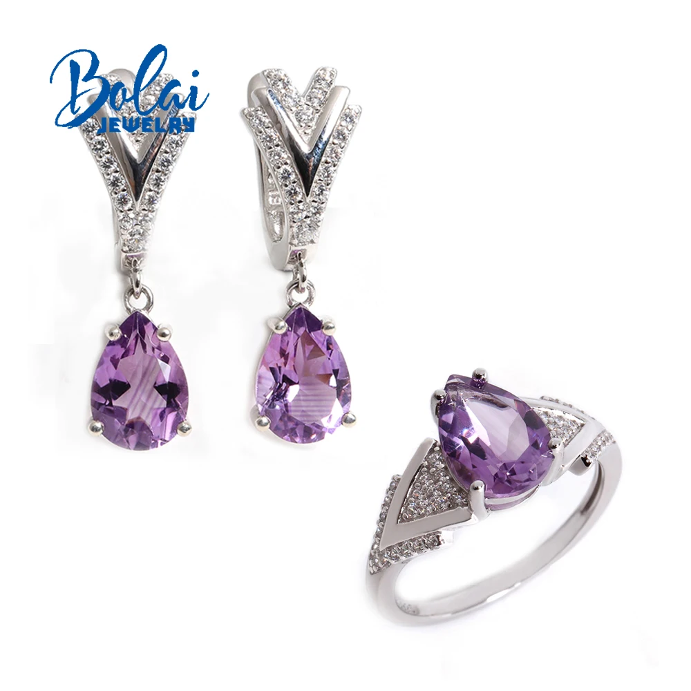 Gorgeous cubic Zircon with February birthstone natural six amethyst Ring Earrings set 925 silver light luxury women's jewelry
Gorgeous cubic Zircon with February birthstone natural six amethyst Ring Earrings set 925 silver light luxury women's jewelry
