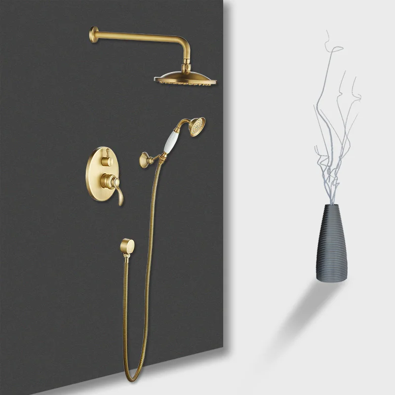Concealed Bathroom Shower Faucet Wall Mount Bath Shower Mixer Tap Brass Antique 8" Rainfall with Handshower Shower Set
Concealed Bathroom Shower Faucet Wall Mount Bath Shower Mixer Tap Brass Antique 8" Rainfall with Handshower Shower Set