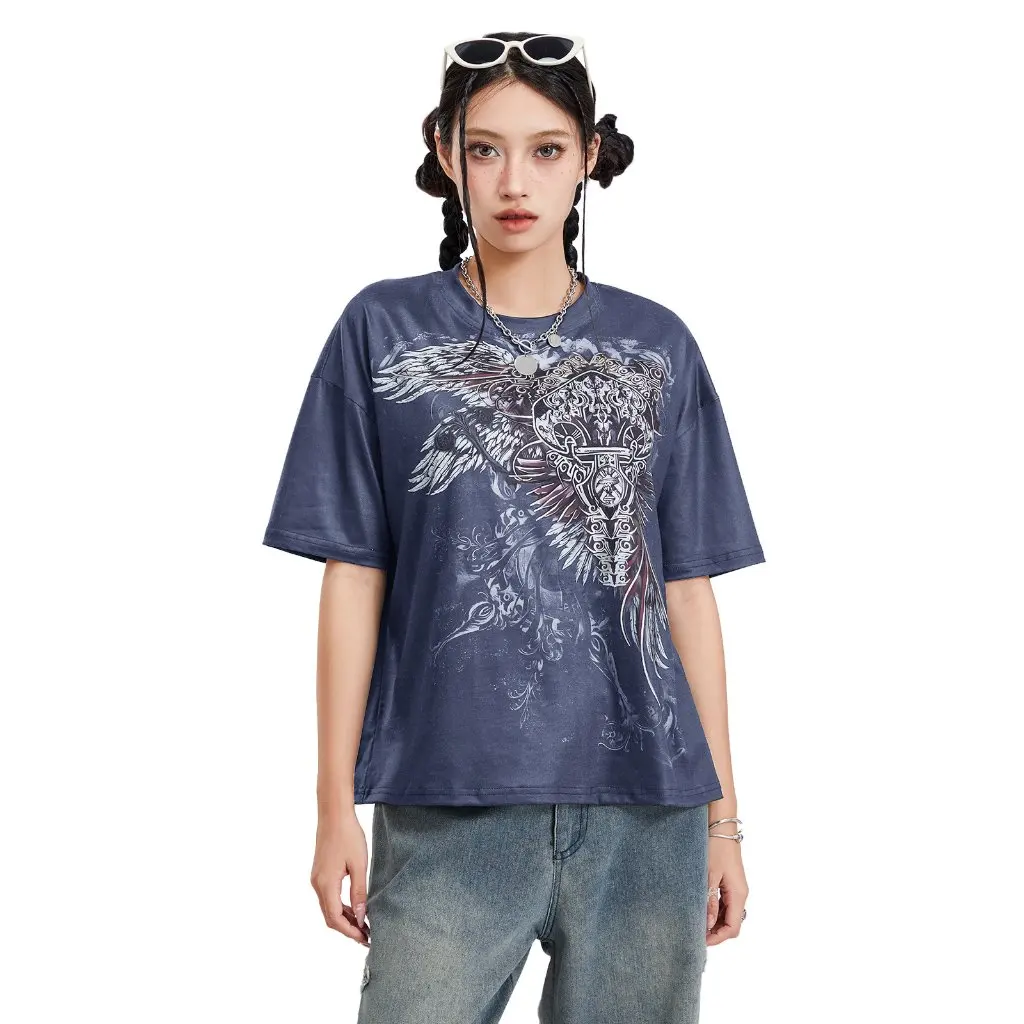 Summer European American Style Dark Print Street Trendy Short-Sleeved T-Shirt Women's Casual Top in Stock
Summer European American Style Dark Print Street Trendy Short-Sleeved T-Shirt Women's Casual Top in Stock