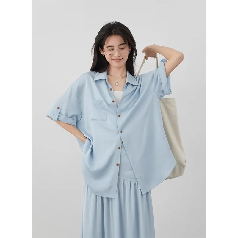 SuperAen Summer New Oversize Women's Loose Korean-style Single Breasted Casual Shirt Folds Spliced Skirts Two-piece Sets
SuperAen Summer New Oversize Women's Loose Korean-style Single Breasted Casual Shirt Folds Spliced Skirts Two-piece Sets