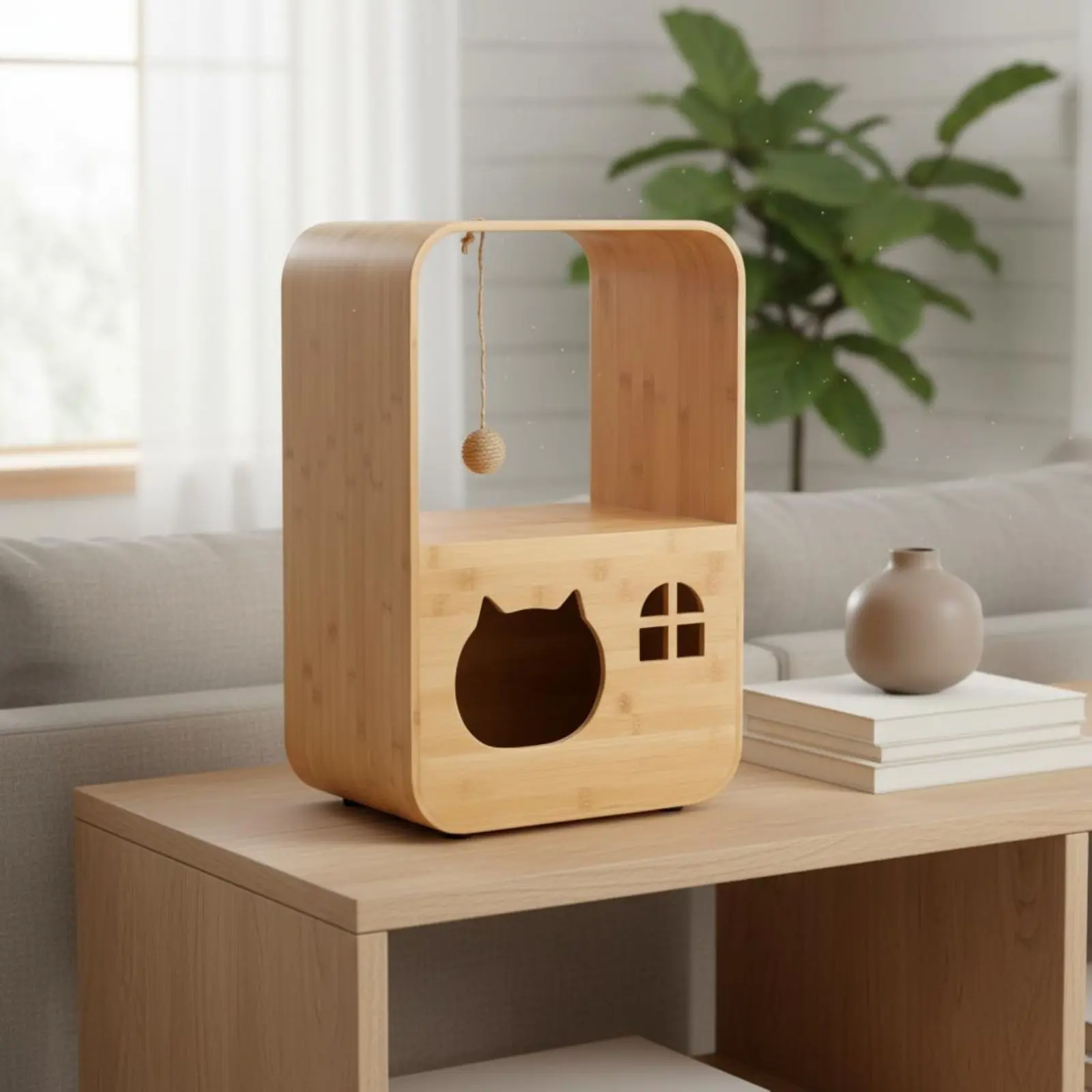 Wooden Feline House Cabinet Multi-Functional Feline Condo Cabinet Pet Furniture 2-in-1 Design for Cats, Living Room, Balcony
Wooden Feline House Cabinet Multi-Functional Feline Condo Cabinet Pet Furniture 2-in-1 Design for Cats, Living Room, Balcony