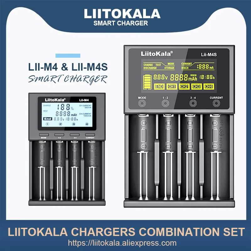 1-5PCS LiitoKala Lii-M4 Lii-M4S 18650 Rechargeable Battery Smart Charger 3.7V 26650 18350 21700 18500 14500 16340 1.2V AA AAA
1-5PCS LiitoKala Lii-M4 Lii-M4S 18650 Rechargeable Battery Smart Charger 3.7V 26650 18350 21700 18500 14500 16340 1.2V AA AAA