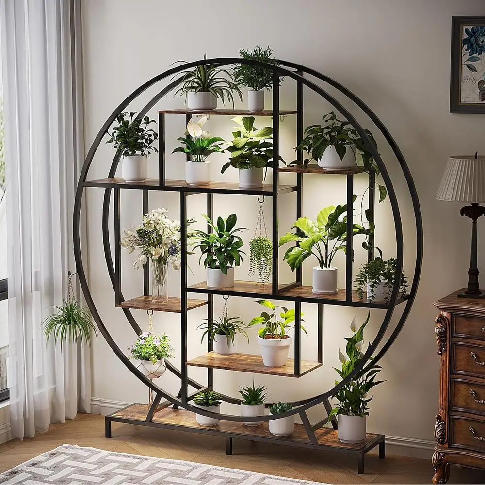 63 Tall Indoor Lighted Plant Stand with 5 LED Strips, Large Tiered Rack for Living Room, Balcony, Black
63 Tall Indoor Lighted Plant Stand with 5 LED Strips, Large Tiered Rack for Living Room, Balcony, Black