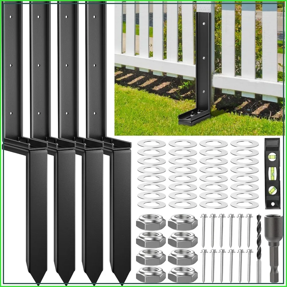 Steel Fence Post Repair Kit with Adjustable Angle, Rustproof Ground Spike for Broken Wooden Posts, 4 Pack
Steel Fence Post Repair Kit with Adjustable Angle, Rustproof Ground Spike for Broken Wooden Posts, 4 Pack