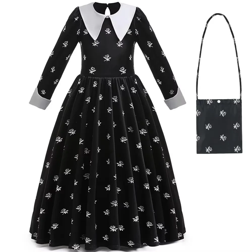 Casual Dresses for Girls Long Sleeve Black Dress Girl Outdoor Clothes Wednesday Same Style Long Dresses for Satin Summer Dresses
Casual Dresses for Girls Long Sleeve Black Dress Girl Outdoor Clothes Wednesday Same Style Long Dresses for Satin Summer Dresses