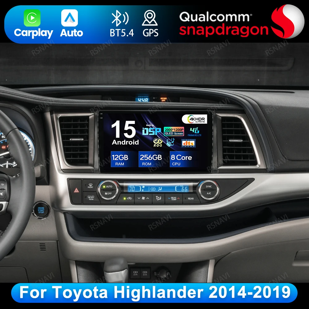 Android 15 For Toyota Highlander 2014-2019 DSP Stereo QLED 4G LTE Autoradio GPS 5G WIFI Car Radio Qualcomm DVD Multimedia BT
Android 15 For Toyota Highlander 2014-2019 DSP Stereo QLED 4G LTE Autoradio GPS 5G WIFI Car Radio Qualcomm DVD Multimedia BT