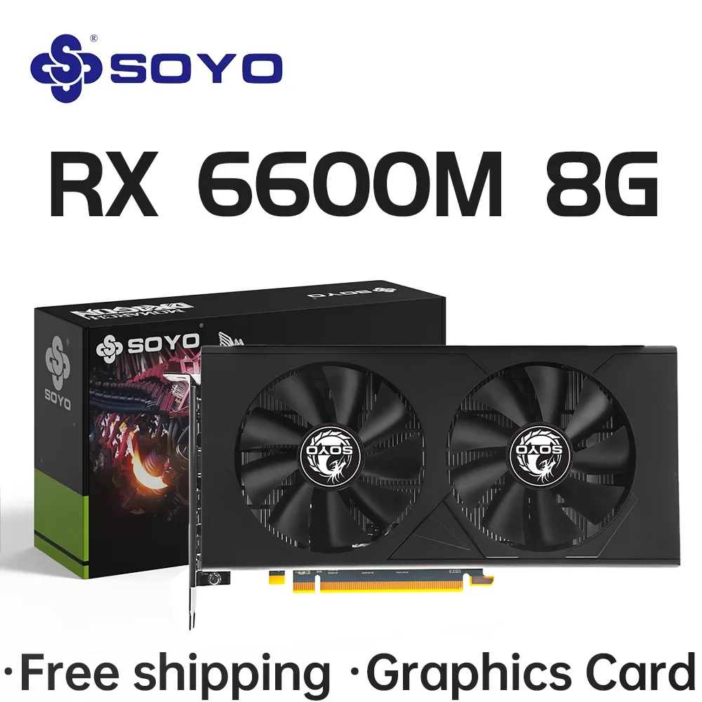 Видеокарта SOYO AMD RX 6600M 8 ГБ GDDR6 128 бит PCI-E 4,0 × 8 8-контактный графический процессор Radeon RX6600M Компоненты настольных ПК Игровые видеокарты
Видеокарта SOYO AMD RX 6600M 8 ГБ GDDR6 128 бит PCI-E 4,0 × 8 8-контактный графический процессор Radeon RX6600M Компоненты настольных ПК Игровые видеокарты