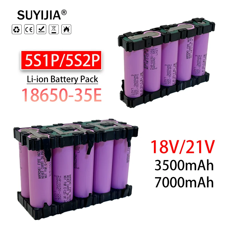 Original18650-35E 5S1P/5S2P18V/21V 3500/7000mAh lithium-ion battery pack screwdriver welding is suitable for electronic tools
Original18650-35E 5S1P/5S2P18V/21V 3500/7000mAh lithium-ion battery pack screwdriver welding is suitable for electronic tools