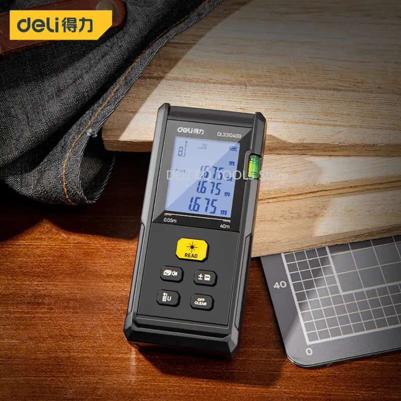 DELI Laser Distance Meter 40/100M Laser Tape Measure Rangefinder Digital Construction Roulette Trena Lazer Range finder
DELI Laser Distance Meter 40/100M Laser Tape Measure Rangefinder Digital Construction Roulette Trena Lazer Range finder