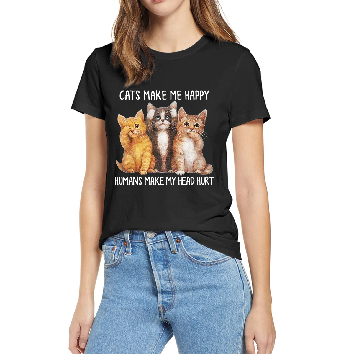 100% Cotton Kawaii Cats Make Me Happy Human Make My Head Hurt Summer Women Casual Novelty Oversized T-Shirt Unisex Loose Top Tee
100% Cotton Kawaii Cats Make Me Happy Human Make My Head Hurt Summer Women Casual Novelty Oversized T-Shirt Unisex Loose Top Tee