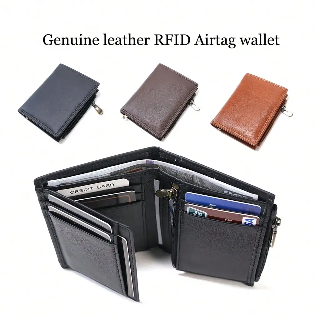 RFID Blocking Genuine Leather Wallet, Multi-Functional Trifold Credit Card Holder With Zipper Coin Pocket, AirTag Wallet For Men And Women
RFID Blocking Genuine Leather Wallet, Multi-Functional Trifold Credit Card Holder With Zipper Coin Pocket, AirTag Wallet For Men And Women