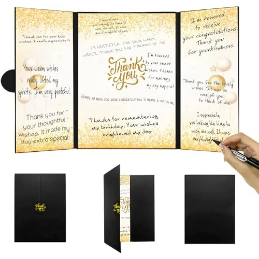 Sutjxc Thank You Card Guest Book Alternative - Black Gold Signature Thank You Sign for Graduation, Retirement, Office Parties,
Sutjxc Thank You Card Guest Book Alternative - Black Gold Signature Thank You Sign for Graduation, Retirement, Office Parties,