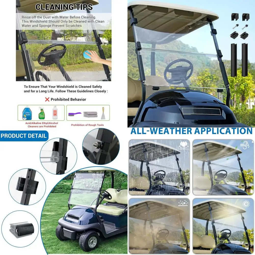Gol Cart Windshield, Club Car Windshield with Windshield Clips Suitable or 2004-Up Club Car Prect/Onward/Tempo Gol Carts, PC UV
Gol Cart Windshield, Club Car Windshield with Windshield Clips Suitable or 2004-Up Club Car Prect/Onward/Tempo Gol Carts, PC UV