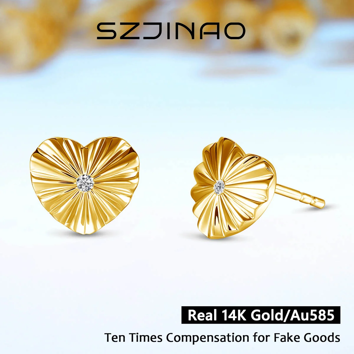 Shiny Love Heart Shape 14K Gold Stud Earrings for Women Regular Stripe Au585 Moissanite Earrings for Engagement Christmas Gifts
Shiny Love Heart Shape 14K Gold Stud Earrings for Women Regular Stripe Au585 Moissanite Earrings for Engagement Christmas Gifts