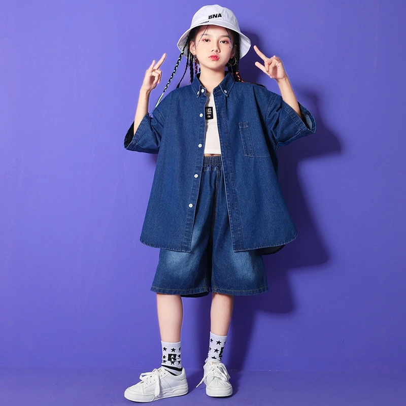 Girls Summer Clothes Set Blue Denim Short Sleeve Shirts Shorts Children Thin Korean Fashion Street Wear Kid Teen Hip Hop Costume
Girls Summer Clothes Set Blue Denim Short Sleeve Shirts Shorts Children Thin Korean Fashion Street Wear Kid Teen Hip Hop Costume