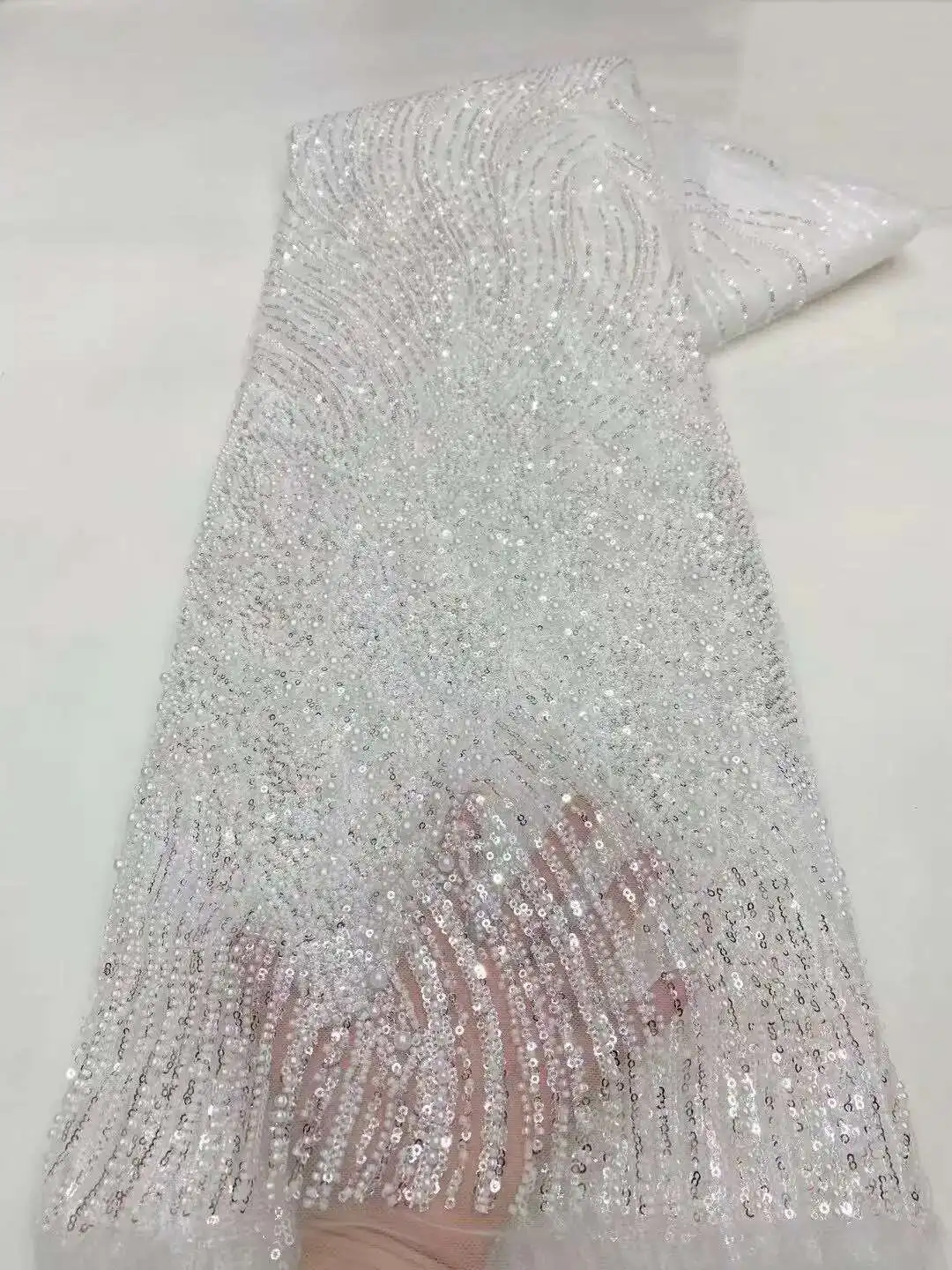 Luxury African Nigerian Groom Sequins Beads Lace Fabric 2025 Sky Blue High Quality French Tulle Lace Fabric For Bridal Dress
Luxury African Nigerian Groom Sequins Beads Lace Fabric 2025 Sky Blue High Quality French Tulle Lace Fabric For Bridal Dress