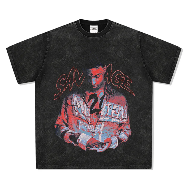 2025 21savage American Hip-hop Rapper Retro Vintage Heavyweight Print Short-sleeved T-shirt Washed
2025 21savage American Hip-hop Rapper Retro Vintage Heavyweight Print Short-sleeved T-shirt Washed