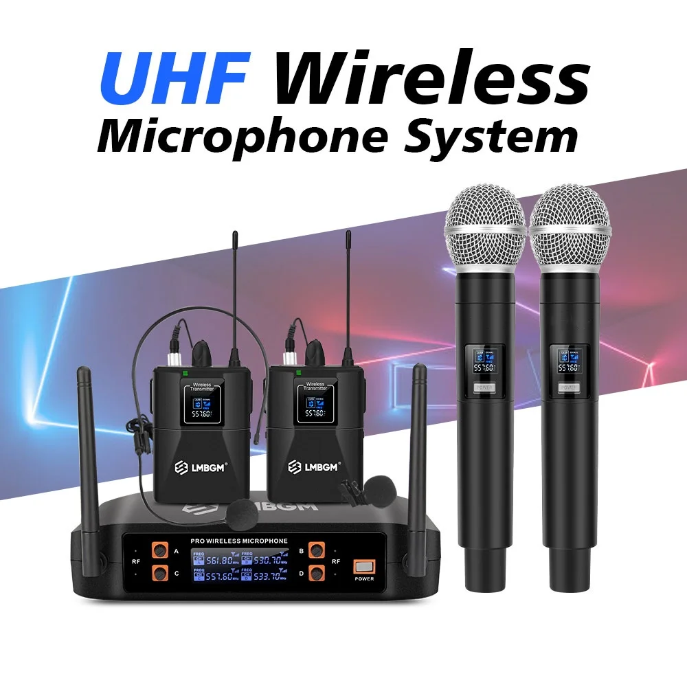 LMBGM-D42 Professional VHF Wireless Microphone System 4 Channel Handheld Karaoke Microphone for DJ Stage Outdoor Church
LMBGM-D42 Professional VHF Wireless Microphone System 4 Channel Handheld Karaoke Microphone for DJ Stage Outdoor Church