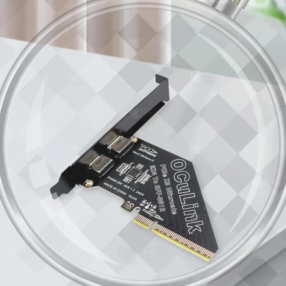 PCIeX8 to 2 Port Oculink SFF 8611 & 8612 Expansion Adapter Adapter Card Expansion Card Support PCIe 4.0 for Win/Linux
PCIeX8 to 2 Port Oculink SFF 8611 & 8612 Expansion Adapter Adapter Card Expansion Card Support PCIe 4.0 for Win/Linux