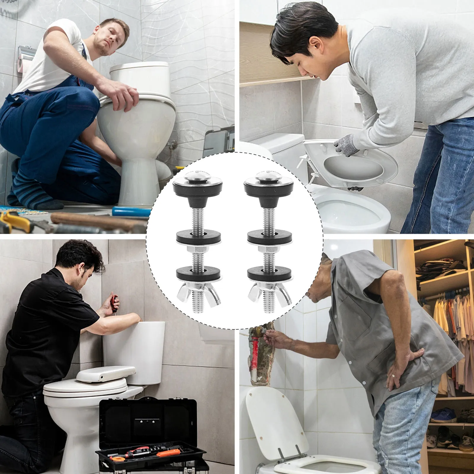 1Pair Toilet Tank Bolts Stainless Steel Toilet Seats Screws Replacement Mounting Repair Kit Bolts and Nuts Kit
1Pair Toilet Tank Bolts Stainless Steel Toilet Seats Screws Replacement Mounting Repair Kit Bolts and Nuts Kit
