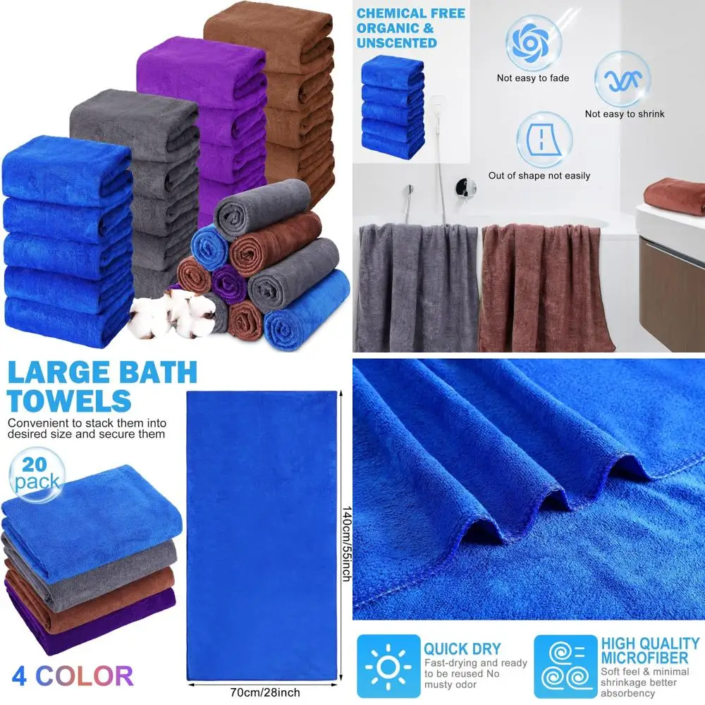 Large Bath Towels Bulk 20 Pack - 55 x 28 Extra Absorbent Quick Drying Towels for Beach, Spa, and Bathroom Use
Large Bath Towels Bulk 20 Pack - 55 x 28 Extra Absorbent Quick Drying Towels for Beach, Spa, and Bathroom Use