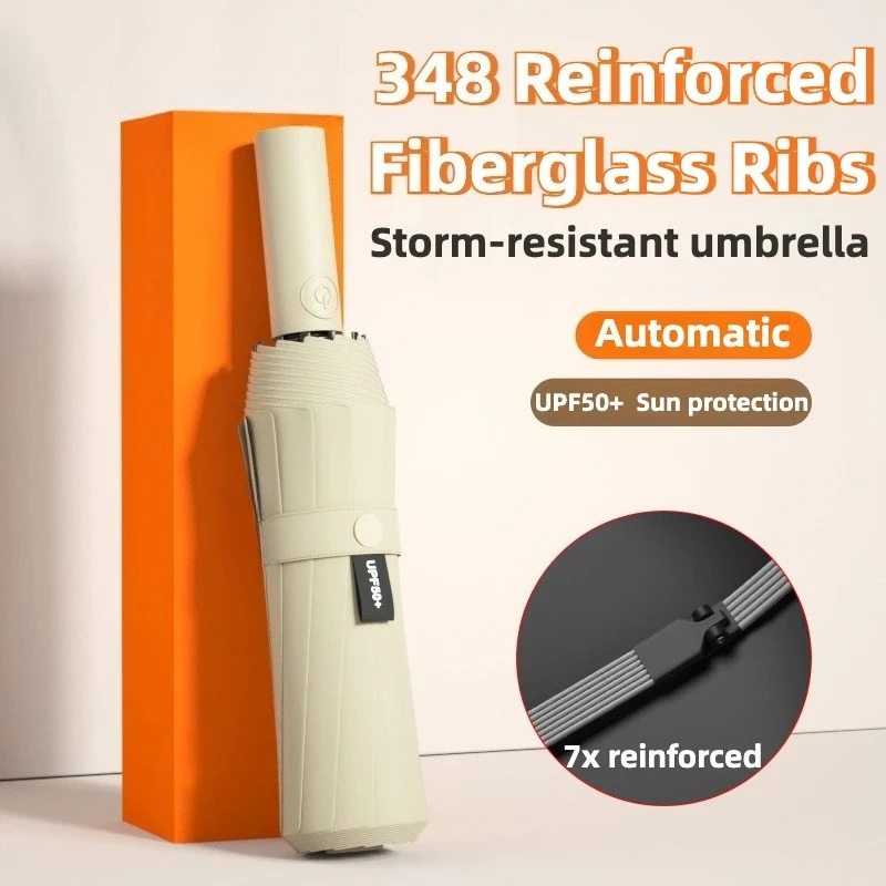 Reinforced 348 Ribs Automatic Umbrella, Windproof & Stormproof, Sun UPF 50+ Protection Folding Rain Umbrellas for Men & Women
Reinforced 348 Ribs Automatic Umbrella, Windproof & Stormproof, Sun UPF 50+ Protection Folding Rain Umbrellas for Men & Women
