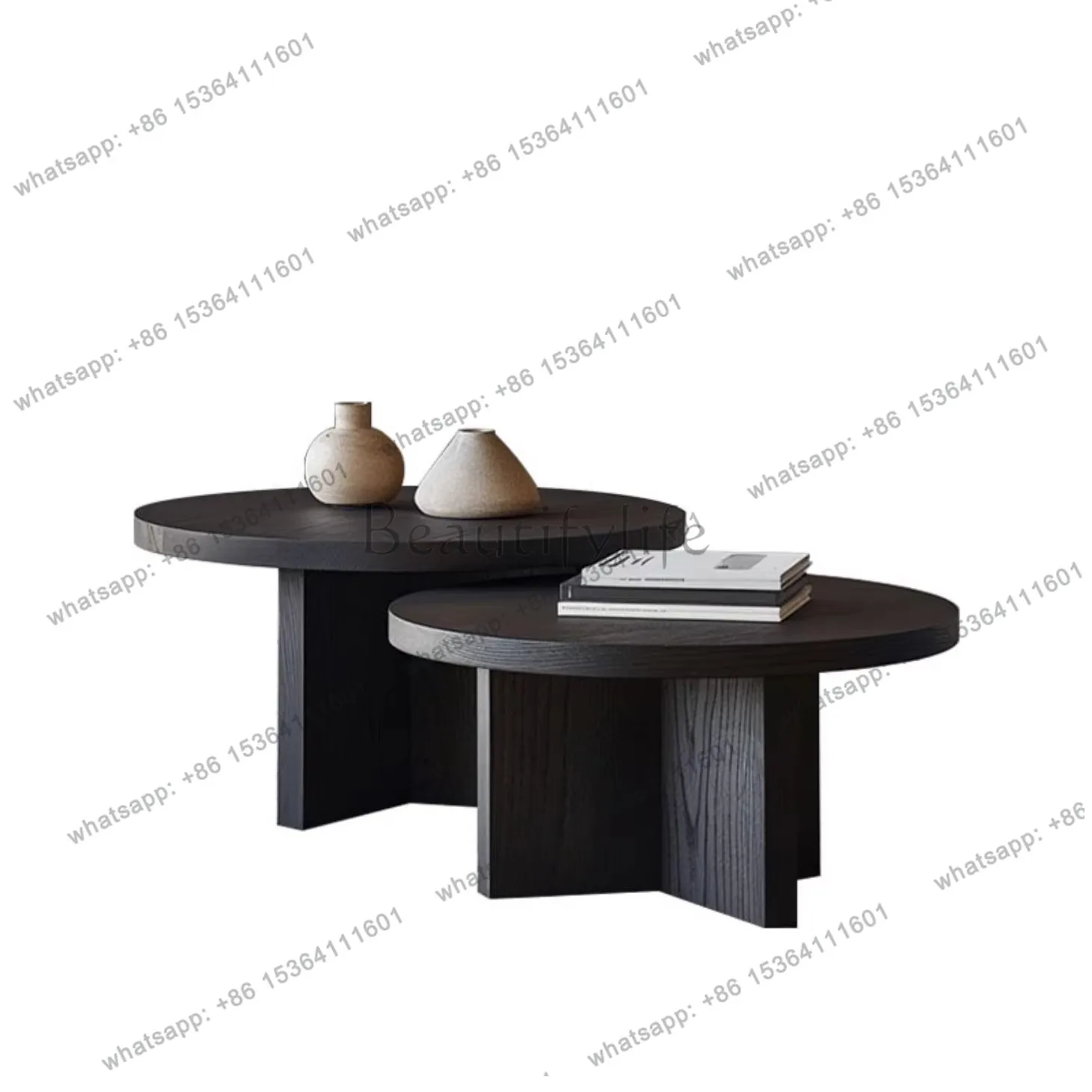 Wabi Sabi black round solid wood coffee table hotel homestay sofa combination medium and ancient style
Wabi Sabi black round solid wood coffee table hotel homestay sofa combination medium and ancient style