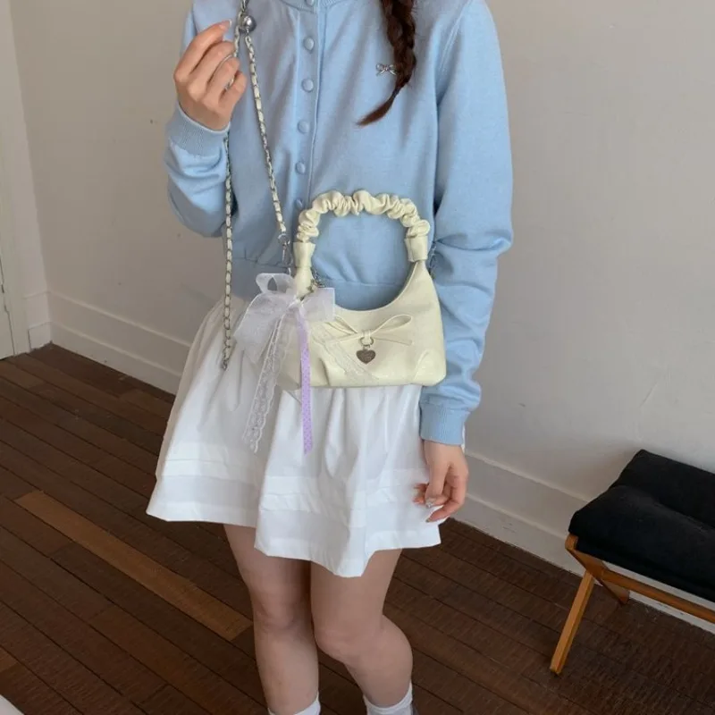 Women's Mini Hobo Bag with Glitter Print, Lace Bow & Heart Charm Ruched Handle, Casual Style for Daily Errands & Weekend Outings
Women's Mini Hobo Bag with Glitter Print, Lace Bow & Heart Charm Ruched Handle, Casual Style for Daily Errands & Weekend Outings