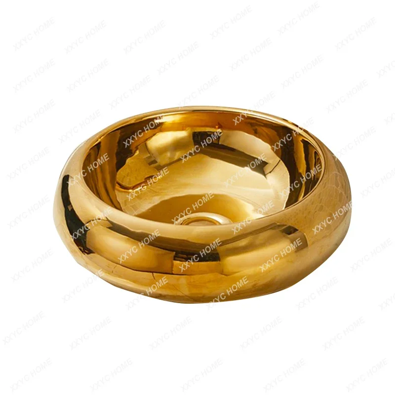 New Gold Table Basin round Electroplated Tuhao Gold Ceramic Washbasin Art Wash Basin Bathroom
New Gold Table Basin round Electroplated Tuhao Gold Ceramic Washbasin Art Wash Basin Bathroom