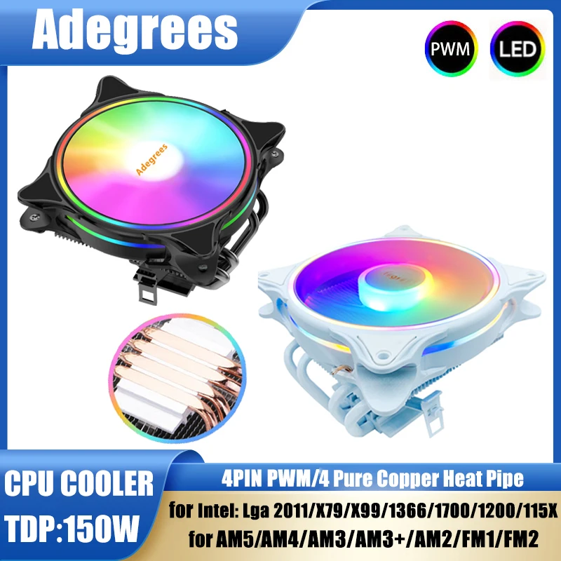 4 Heatpipes CPU Air Cooler ARGB/Lightless 4PIN PWM for Intel LGA 1366 1155 1151 1156 1200 1700 2011 X79 X99 AMD AM2 AM3 AM4 AM5
4 Heatpipes CPU Air Cooler ARGB/Lightless 4PIN PWM for Intel LGA 1366 1155 1151 1156 1200 1700 2011 X79 X99 AMD AM2 AM3 AM4 AM5
