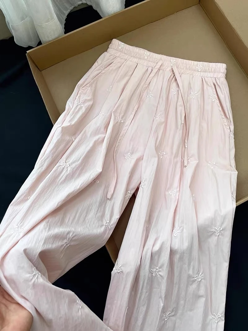 High Waist Casual Work Pants Women's Summer Knot Embroidery Loose Versatile Sweet Straight Leg Trousers
High Waist Casual Work Pants Women's Summer Knot Embroidery Loose Versatile Sweet Straight Leg Trousers