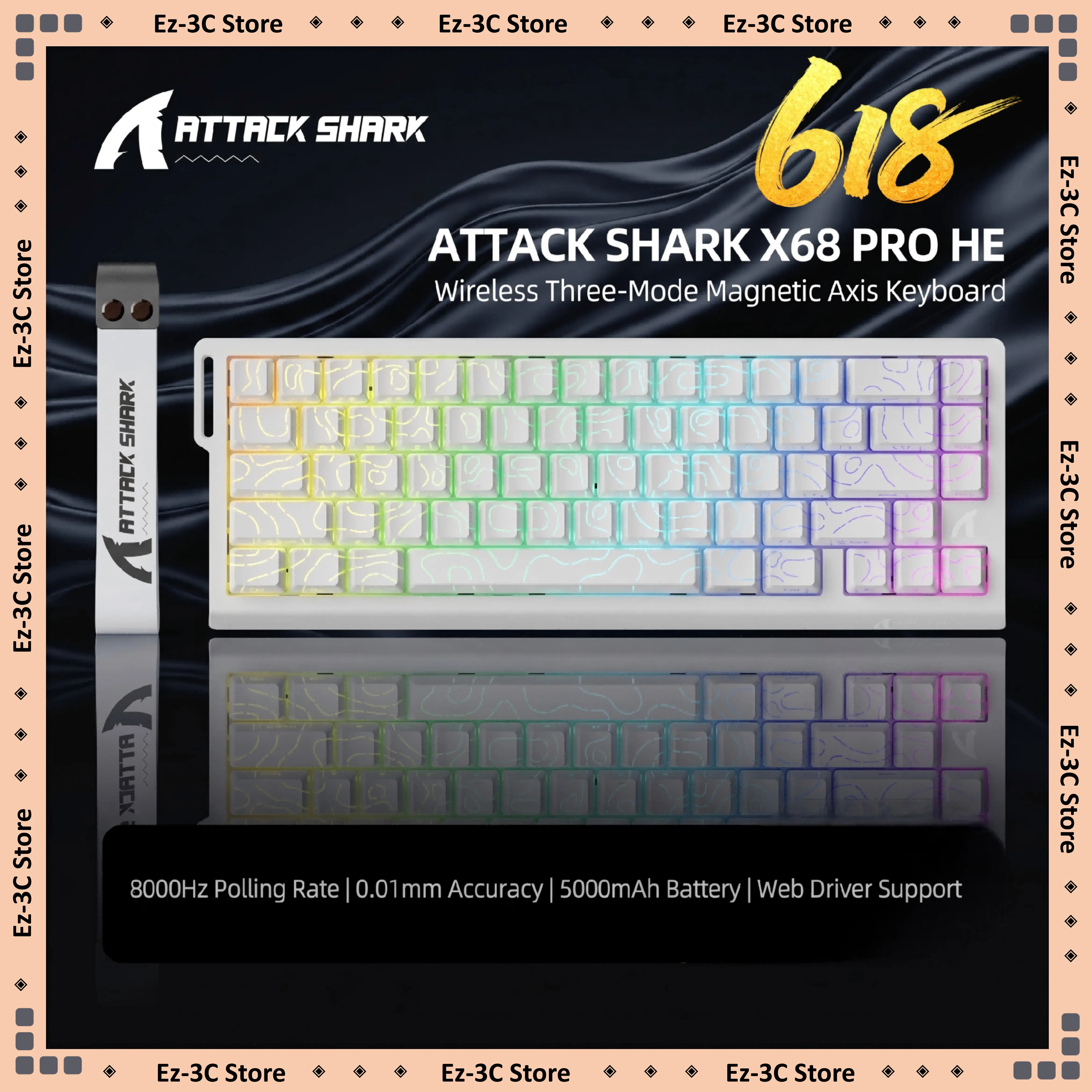 Attack Shark X68 PRO HE Tri-Mode Keyboard PBT Double Shot Sublimation Keycap 8000HZ Wired Polling 0.01mm RT RGB Light
Attack Shark X68 PRO HE Tri-Mode Keyboard PBT Double Shot Sublimation Keycap 8000HZ Wired Polling 0.01mm RT RGB Light