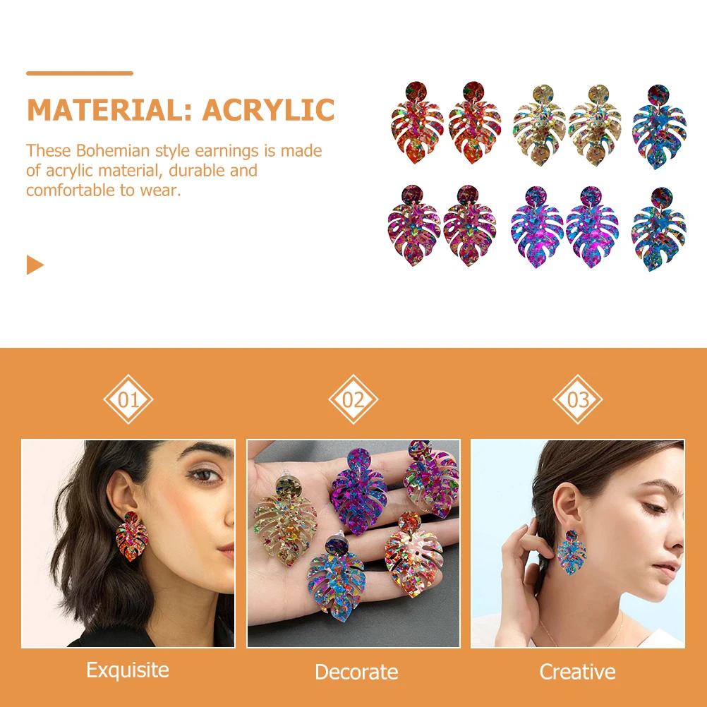 Sequin Leaf Earrings 5 Pairs Girls Jewelry Summer Bohemian Acrylic Dangle Lightweight Smooth Charm Visual Fashion Wedding Date
Sequin Leaf Earrings 5 Pairs Girls Jewelry Summer Bohemian Acrylic Dangle Lightweight Smooth Charm Visual Fashion Wedding Date