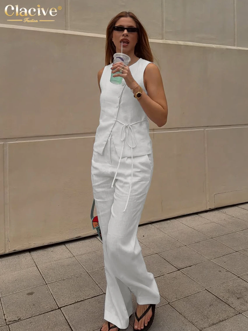 Clacive Summer Loose White 2 Piece Set Women 2026 Fashion Sleeveless Tank Top With High Waist Wide Pants Set Female Clothing
Clacive Summer Loose White 2 Piece Set Women 2026 Fashion Sleeveless Tank Top With High Waist Wide Pants Set Female Clothing