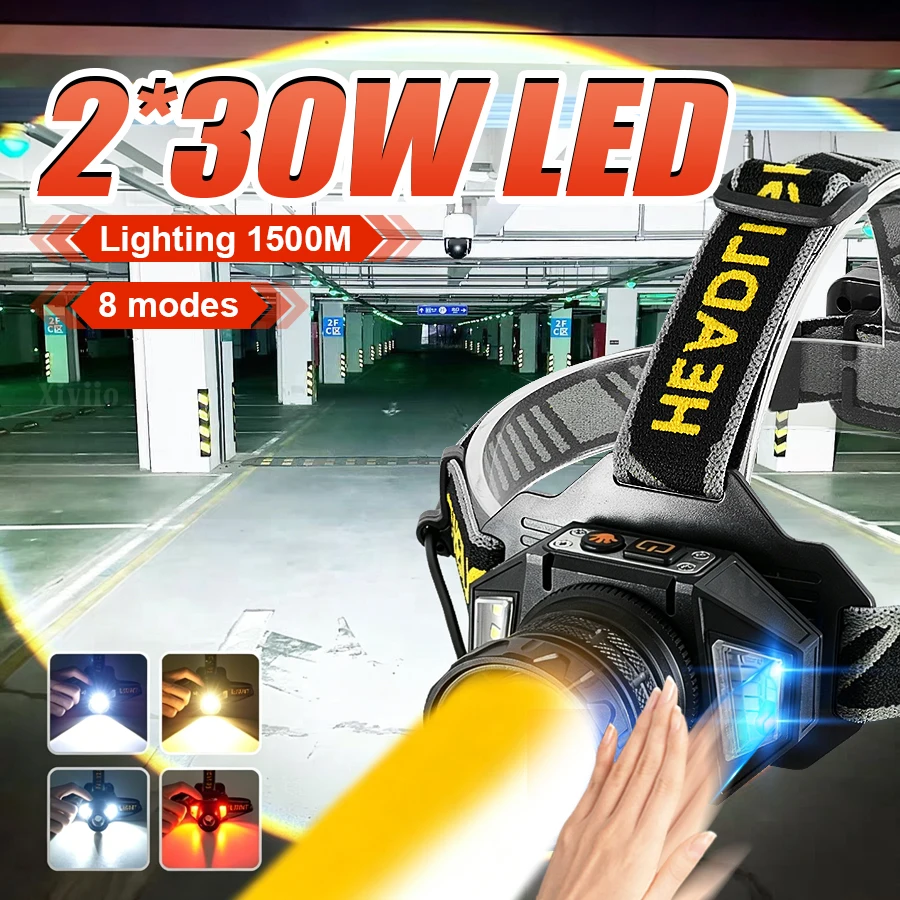 Most Powerful Rechargeable Head Flashlight 2*30W Headlamp Fluorescence Camping Headlights Hunting Hiking Front Led Head Lantern
Most Powerful Rechargeable Head Flashlight 2*30W Headlamp Fluorescence Camping Headlights Hunting Hiking Front Led Head Lantern