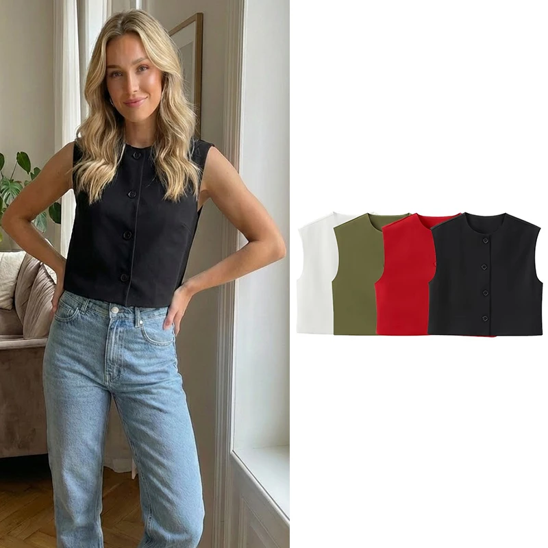 Willshela Women Fashion Solid Single Breasted Waistcoats Vest Vintage O-Neck Sleeveless Jackets Female Chic Lady Tank Tops
Willshela Women Fashion Solid Single Breasted Waistcoats Vest Vintage O-Neck Sleeveless Jackets Female Chic Lady Tank Tops
