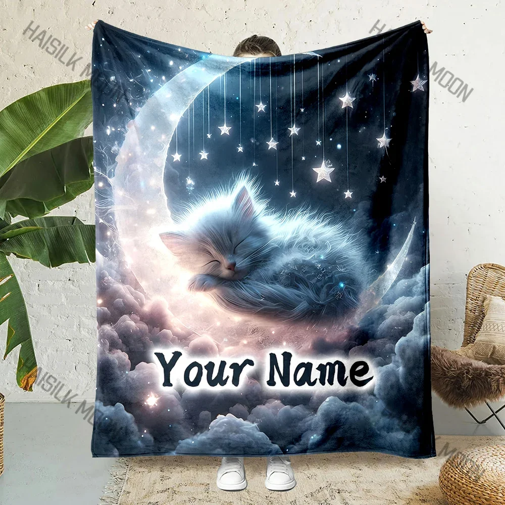 Customized Name Personalized Blanket Night Sky Moon Kitten Print Soft and Comfortable Home Travel Adult and Child Warm Blanket
Customized Name Personalized Blanket Night Sky Moon Kitten Print Soft and Comfortable Home Travel Adult and Child Warm Blanket
