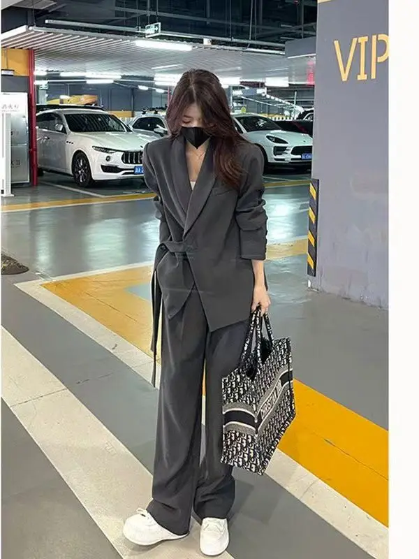 Elegant Wide Leg Pants Suit Loose Ageless Spring Autumn Women's Fashion Set High Waist Button up Long Sleeve Workwear
Elegant Wide Leg Pants Suit Loose Ageless Spring Autumn Women's Fashion Set High Waist Button up Long Sleeve Workwear