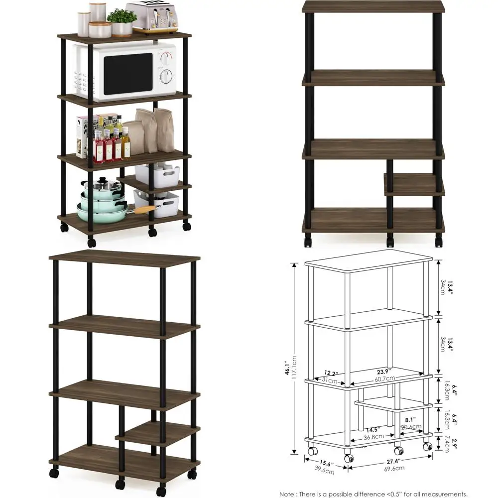 Kitchen Cart with Shelf, Walnut and Black Finish, Multi-Functional Rolling Storage Unit
Kitchen Cart with Shelf, Walnut and Black Finish, Multi-Functional Rolling Storage Unit