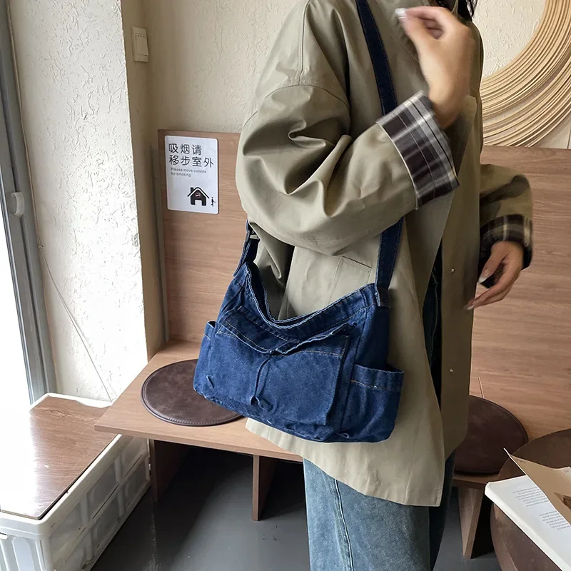 Asian Street Denim Tote - Vintage Washed Messenger Purse for Women, Spacious Boho-Chic Shoulder Bag
Asian Street Denim Tote - Vintage Washed Messenger Purse for Women, Spacious Boho-Chic Shoulder Bag
