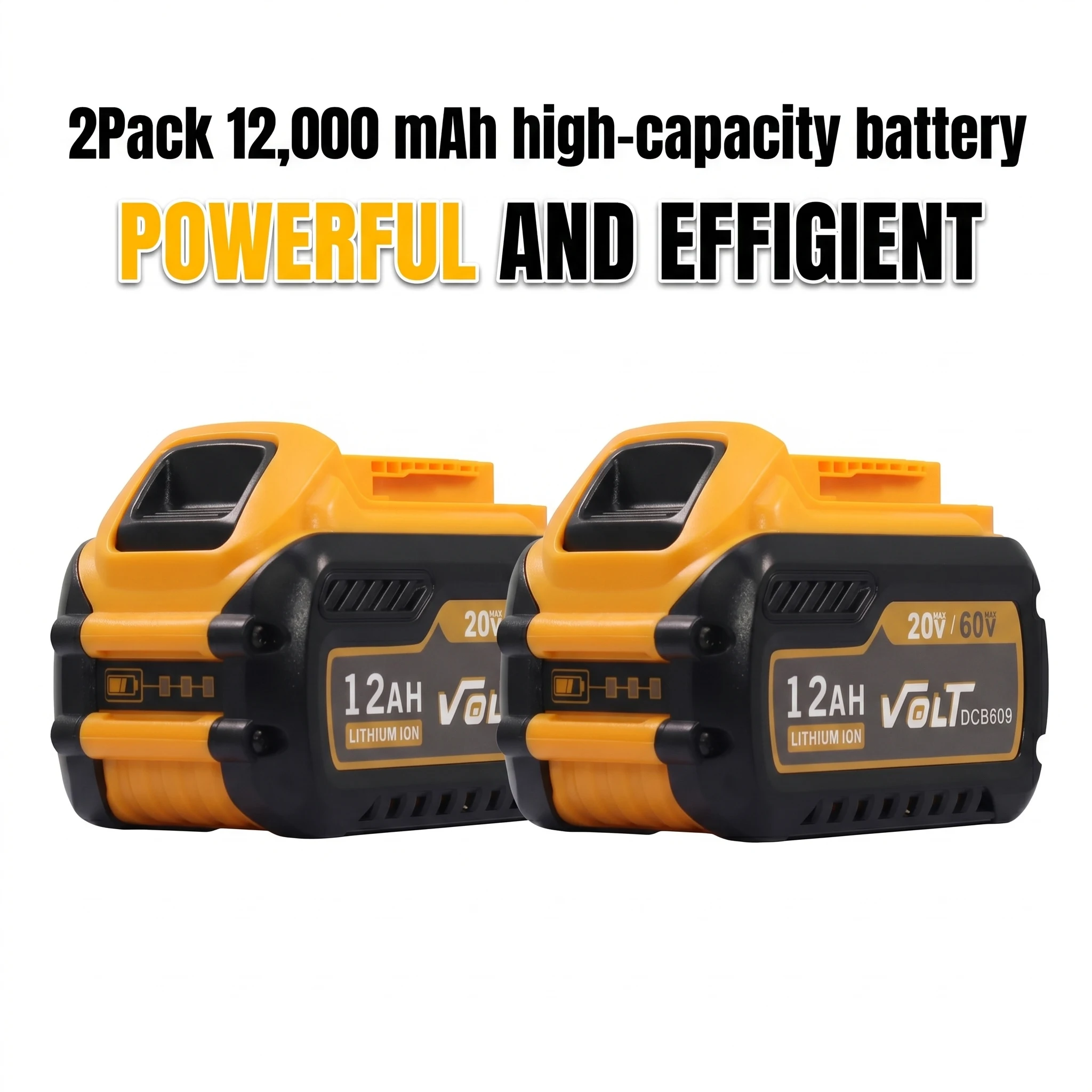 2Pack 12.0Ah Replacement for Dewalt 20V/60VMAX Batteries, Compatible with DCB609 DCB606, High-Capacity Power Tool Batteries
2Pack 12.0Ah Replacement for Dewalt 20V/60VMAX Batteries, Compatible with DCB609 DCB606, High-Capacity Power Tool Batteries