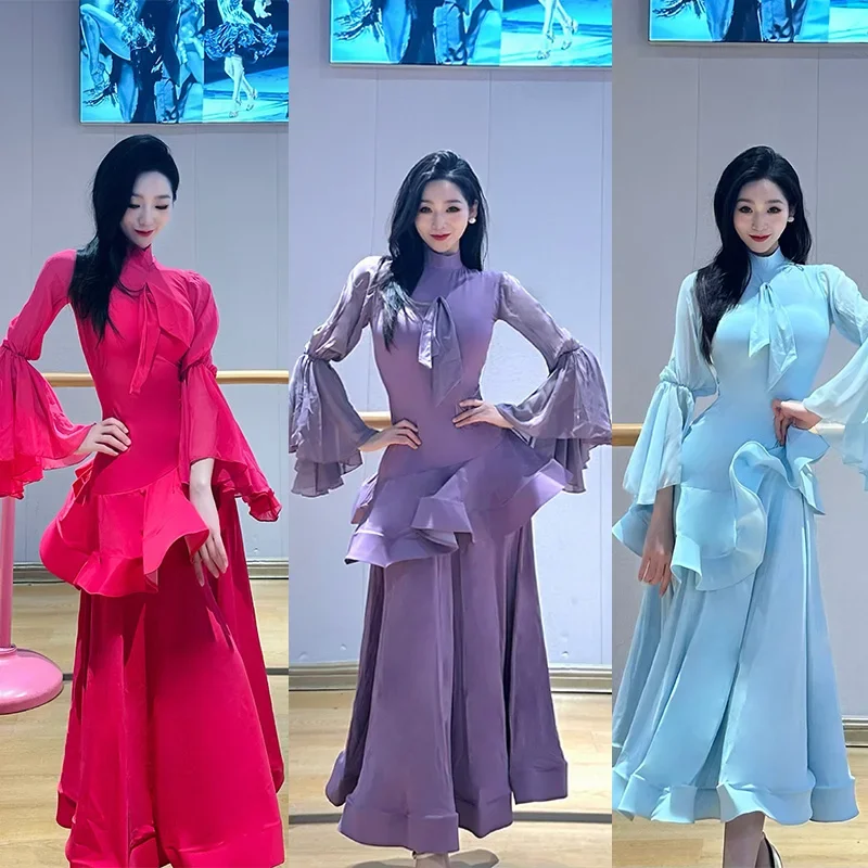 2026 Ballroom Dance Dress Women Waltz Dance Competition Dress High Collar Flared Sleeves Fishbone Hem Tango Performance Wear
2026 Ballroom Dance Dress Women Waltz Dance Competition Dress High Collar Flared Sleeves Fishbone Hem Tango Performance Wear