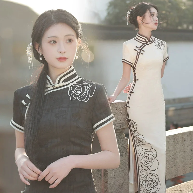 2025 Spring/Summer New Product Embroidered Long Jacquard Cheongsam Dress Fashion Show Slimming Qipao
2025 Spring/Summer New Product Embroidered Long Jacquard Cheongsam Dress Fashion Show Slimming Qipao