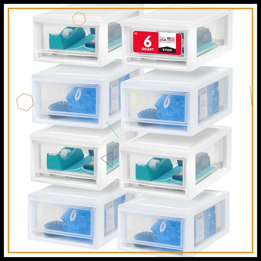 Stackable 6 Qt Storage Drawer Organizer, 8-Pack White for Bedroom Kitchen Pantry
Stackable 6 Qt Storage Drawer Organizer, 8-Pack White for Bedroom Kitchen Pantry