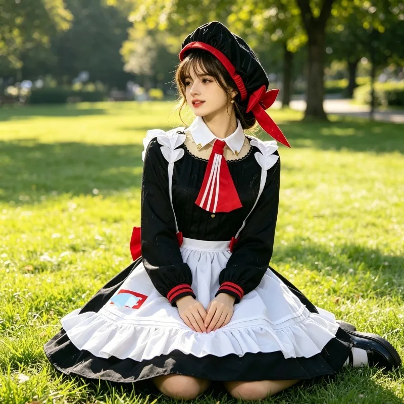 Black and Red Contrasting Stand Up Collar Long Sleeved Waist Cinched, Voluminous Skirt Lolita Dress Big Bow Beret Ruffled Apron
Black and Red Contrasting Stand Up Collar Long Sleeved Waist Cinched, Voluminous Skirt Lolita Dress Big Bow Beret Ruffled Apron
