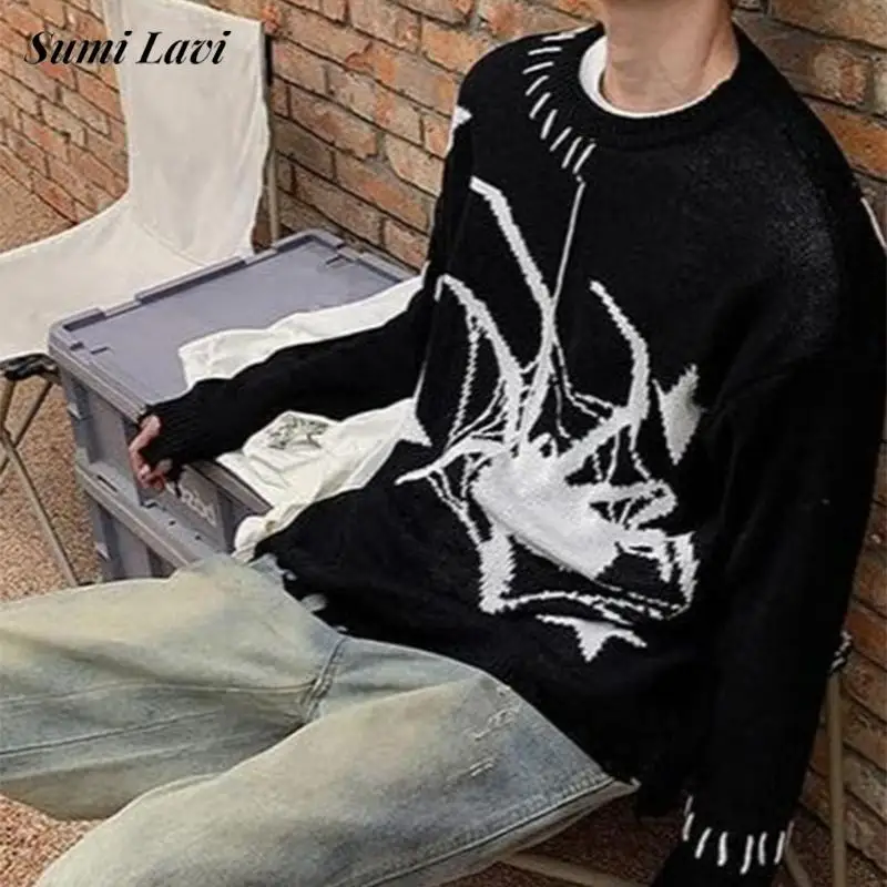 Streetwear Vintage Men's Knitted Sweater Casual Long Sleeve Knit Jumpers For Men Spring Fall Stylish Ripped Designer Sweaters
Streetwear Vintage Men's Knitted Sweater Casual Long Sleeve Knit Jumpers For Men Spring Fall Stylish Ripped Designer Sweaters