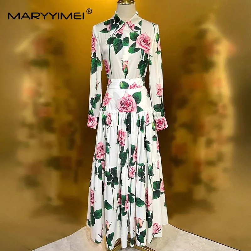 MARYYIMEI Fashion Women's Cotton Print Suit Turn-Down Collar Single-Breasted Tops+Ruffles Slim Big Swing Skirt 2-piece set
MARYYIMEI Fashion Women's Cotton Print Suit Turn-Down Collar Single-Breasted Tops+Ruffles Slim Big Swing Skirt 2-piece set