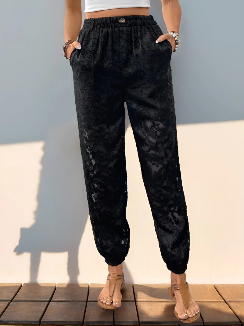 2024 Summer New Women's Trousers Black fashion Casual High Waist Textured Leg Pants
2024 Summer New Women's Trousers Black fashion Casual High Waist Textured Leg Pants