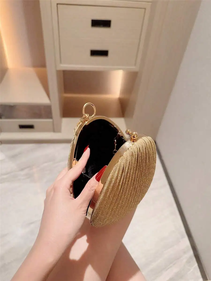 Gold Metallic Crinkle Frame Clutch Evening Handbag For Party Formal Wedding
Gold Metallic Crinkle Frame Clutch Evening Handbag For Party Formal Wedding
